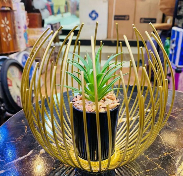 New Stylish Metal Cage Style Flower Pot Decoration Piece