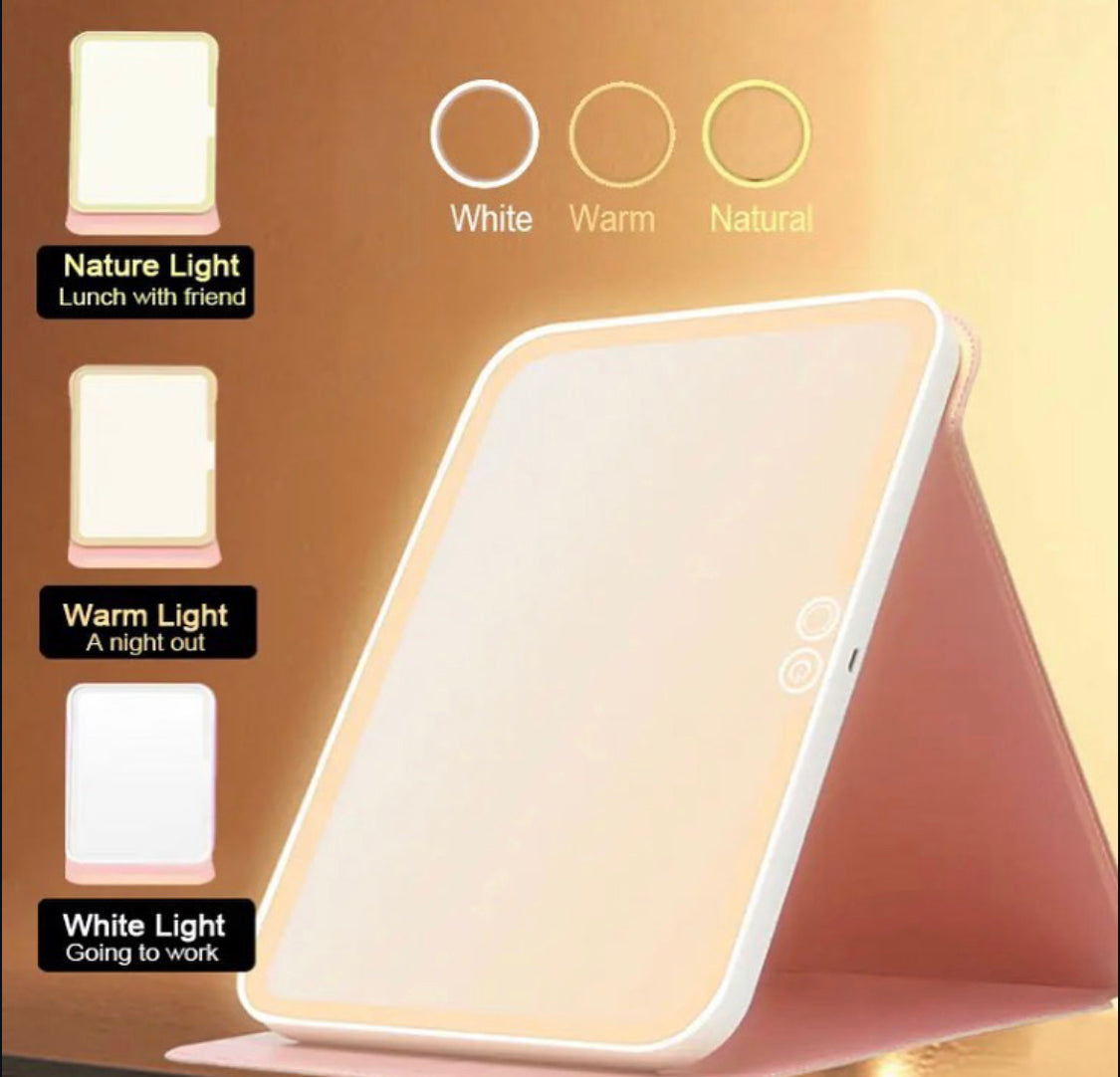 LED Foldable Makeup mirror USB Rechargeable 3 Modes Changeable Mirror
