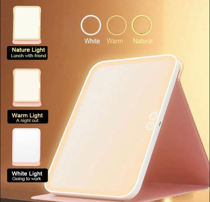 LED Foldable Makeup mirror USB Rechargeable 3 Modes Changeable Mirror