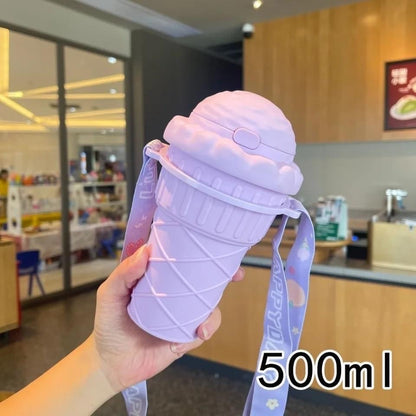 500ml Icecream Glass with Straw and Strap