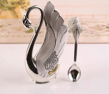 6 Pcs Swan Dessert Spoon Set