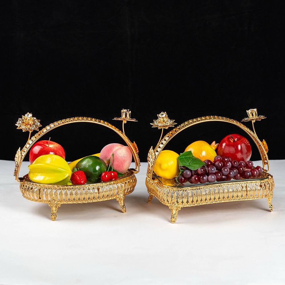 Golden Serving Tray with Handle