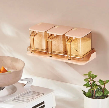 3 Pcs Wall-Mounted Acrylic Spice Box