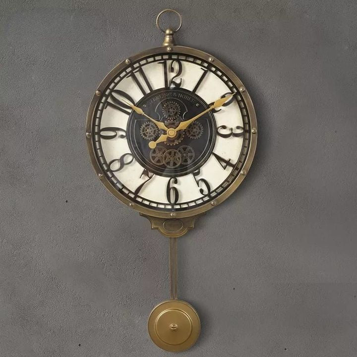 Golden Pendulum Wall Clock for Decor