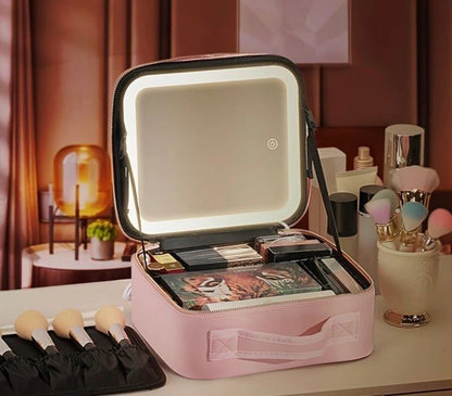 Cosmetic LED Touch Sensor Vanity Bag with Mirror