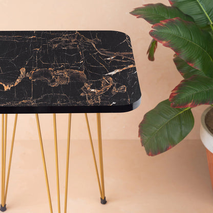 3 Pcs Square Black Marble Table Set for home Decor