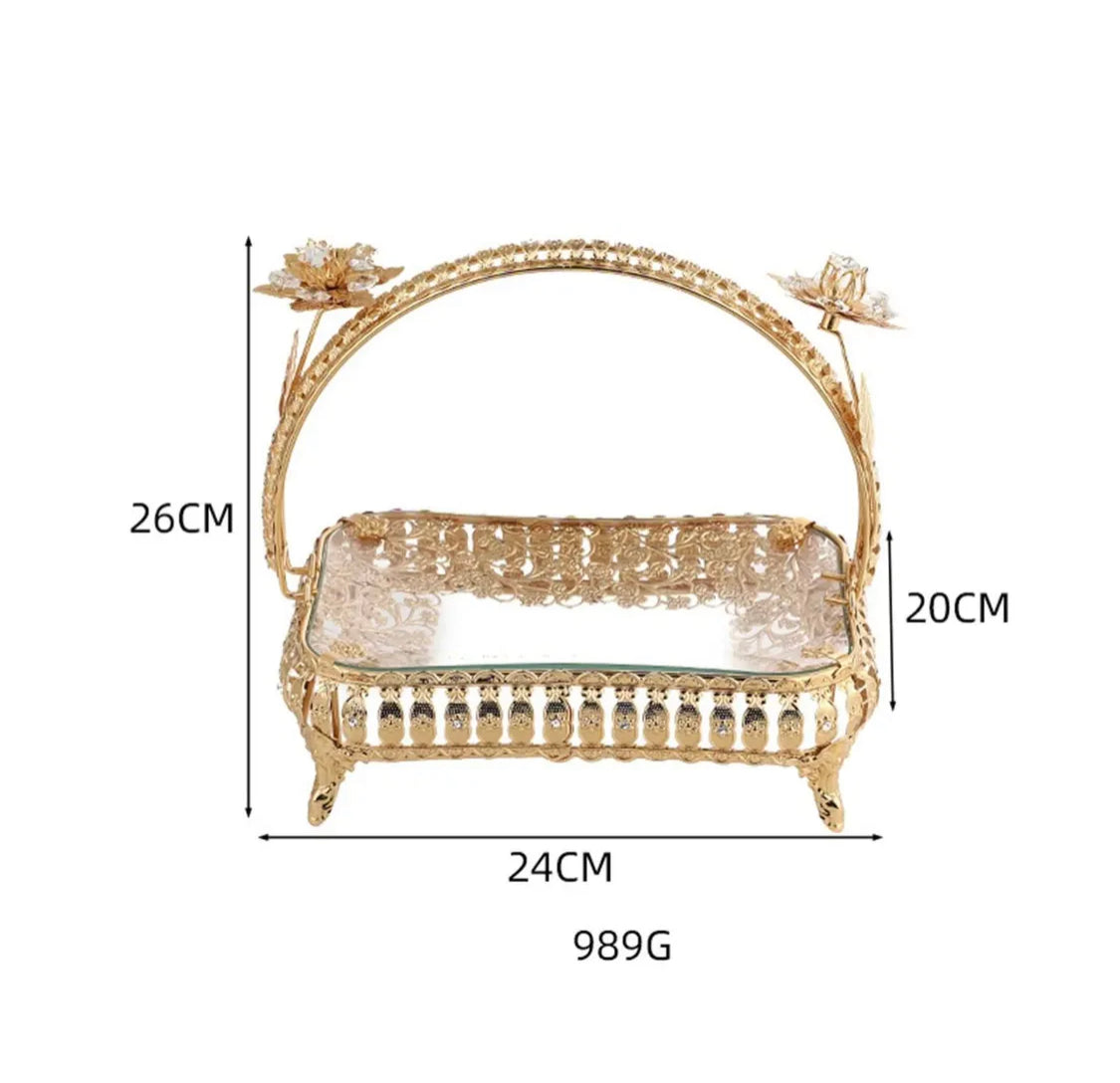 Golden Serving Tray with Handle