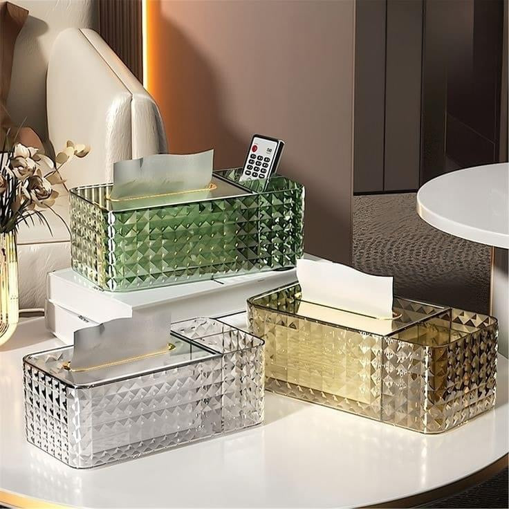 Acrylic 2 in 1 Tissue Box and Storage Organizer