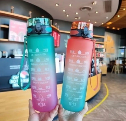 1000ml Straw Water Bottle with Motivational Quotes