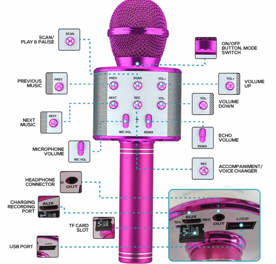 New Kids Mic With Bluetooth Speaker Rechargeable