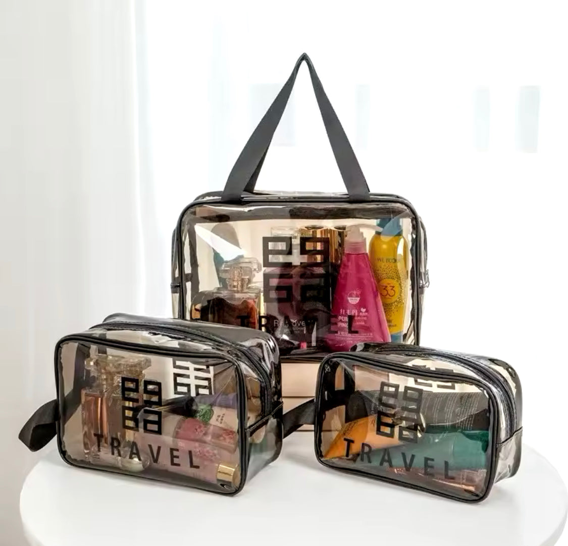 3 Pcs Travel Cosmetic Makeup Pouch Set