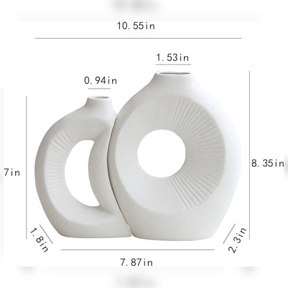 2 Pcs Sun & Moon Ceramic Flower Vase