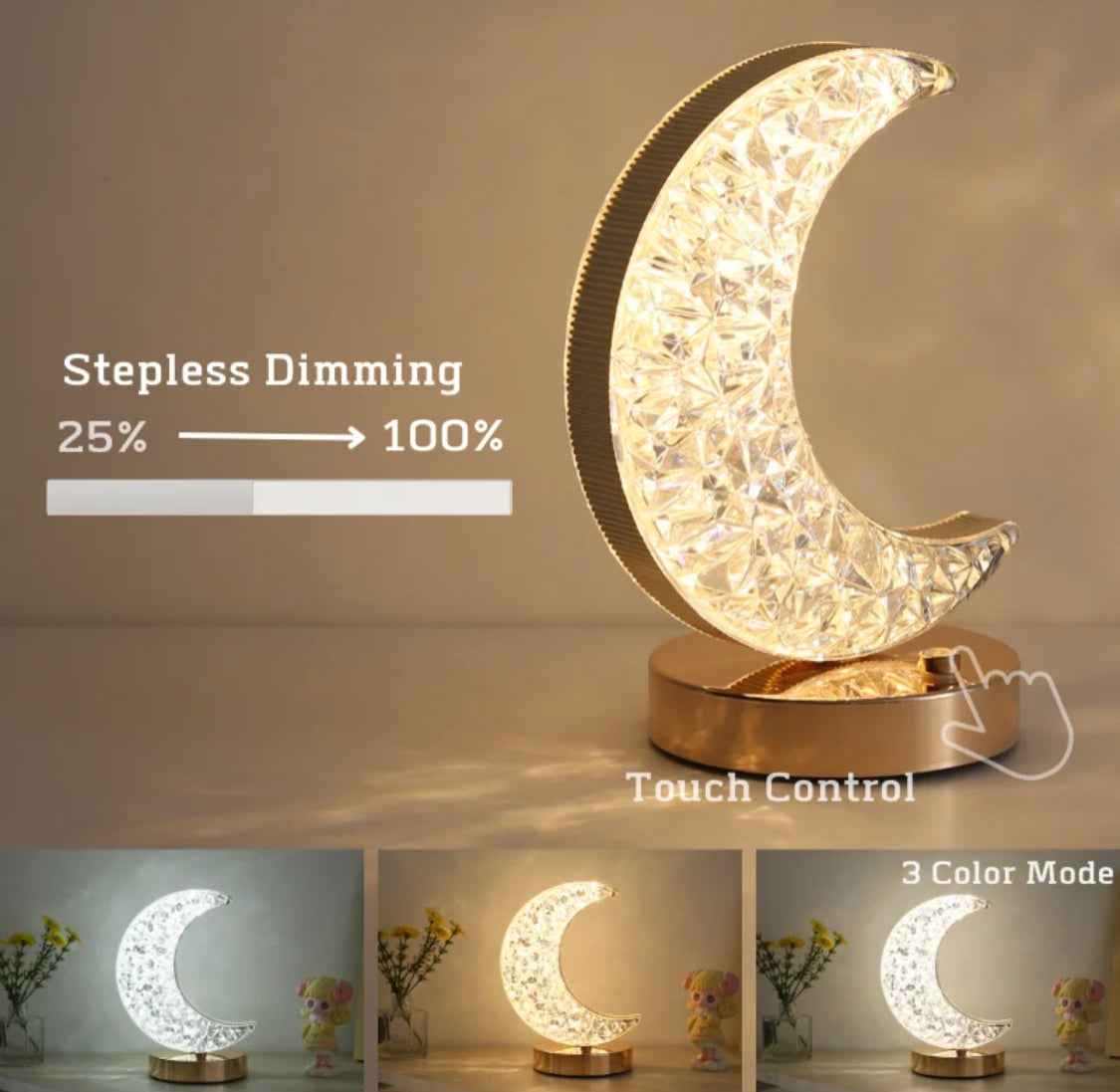 Moon Led Lamp Rechargable 3 modes Changeable Light