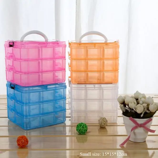 3 Layer 18 Grids Storage Cosmetic Jewellery Organizer Square Plastic Boxes