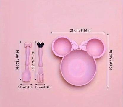 3 Portions Kids Plate with Spoon & Fork