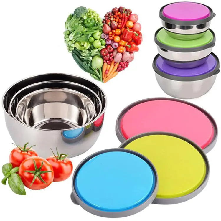 Stainless Steel Colourful 3 pcs Bowl Set