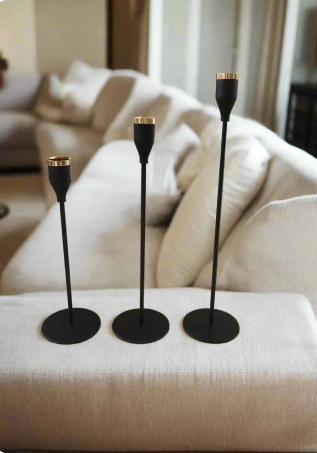 3 pcs Metal Candle Holder Black Colour