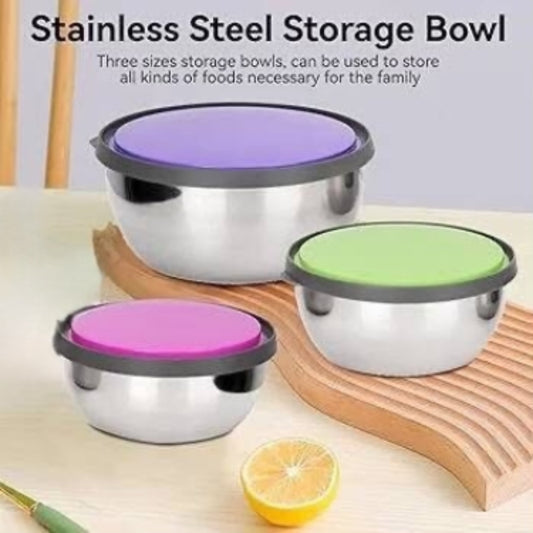 3 Pcs Stainless Steel Bowls Set
