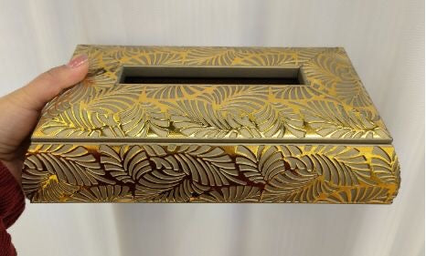 Fancy leave Golden Tissue Box For Home And Office Tables