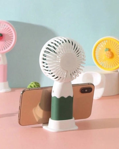 Rechargeable Cute Hand Fan with Phone Holder