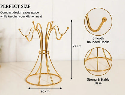 Golden 6 Pcs Mugs Holder Rack