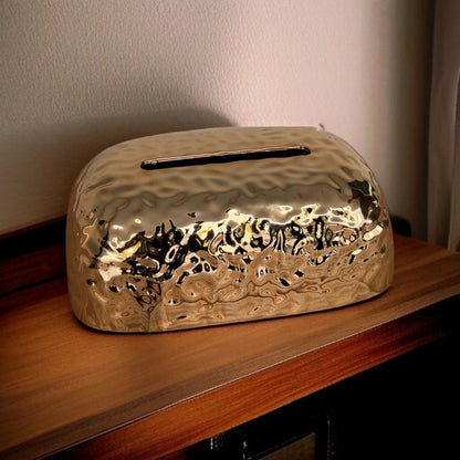 Golden Texture Design Tissue Box