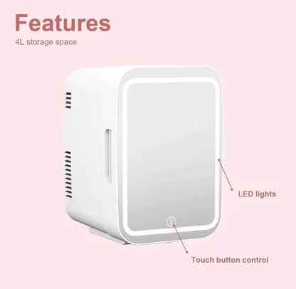 4L Makeup Fridge with 3 Colours Light with Mirror