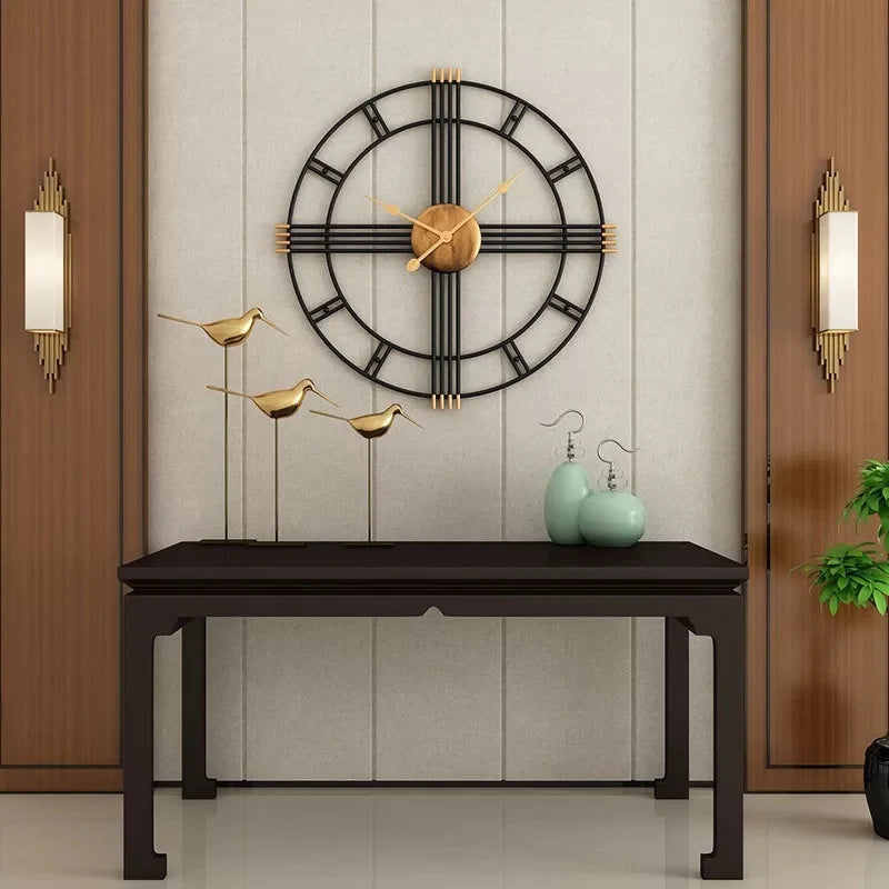 Black with Golden Metal Wall Clock