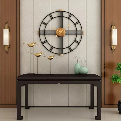 Black with Golden Metal Wall Clock