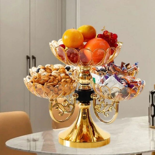 Imported Acrylic Rotating 360 Degree Dry Fruits / Chocolates 5 Portion Tray Set