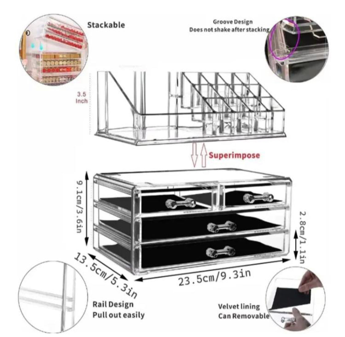 Acrylic Cosmetic Organizer With Drawer