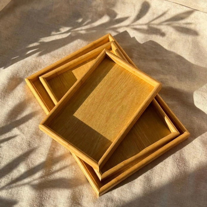 3 Pcs Wooden Tray Set (Best Quality)