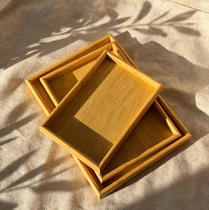 3 Pcs Wooden Tray Set (Best Quality)