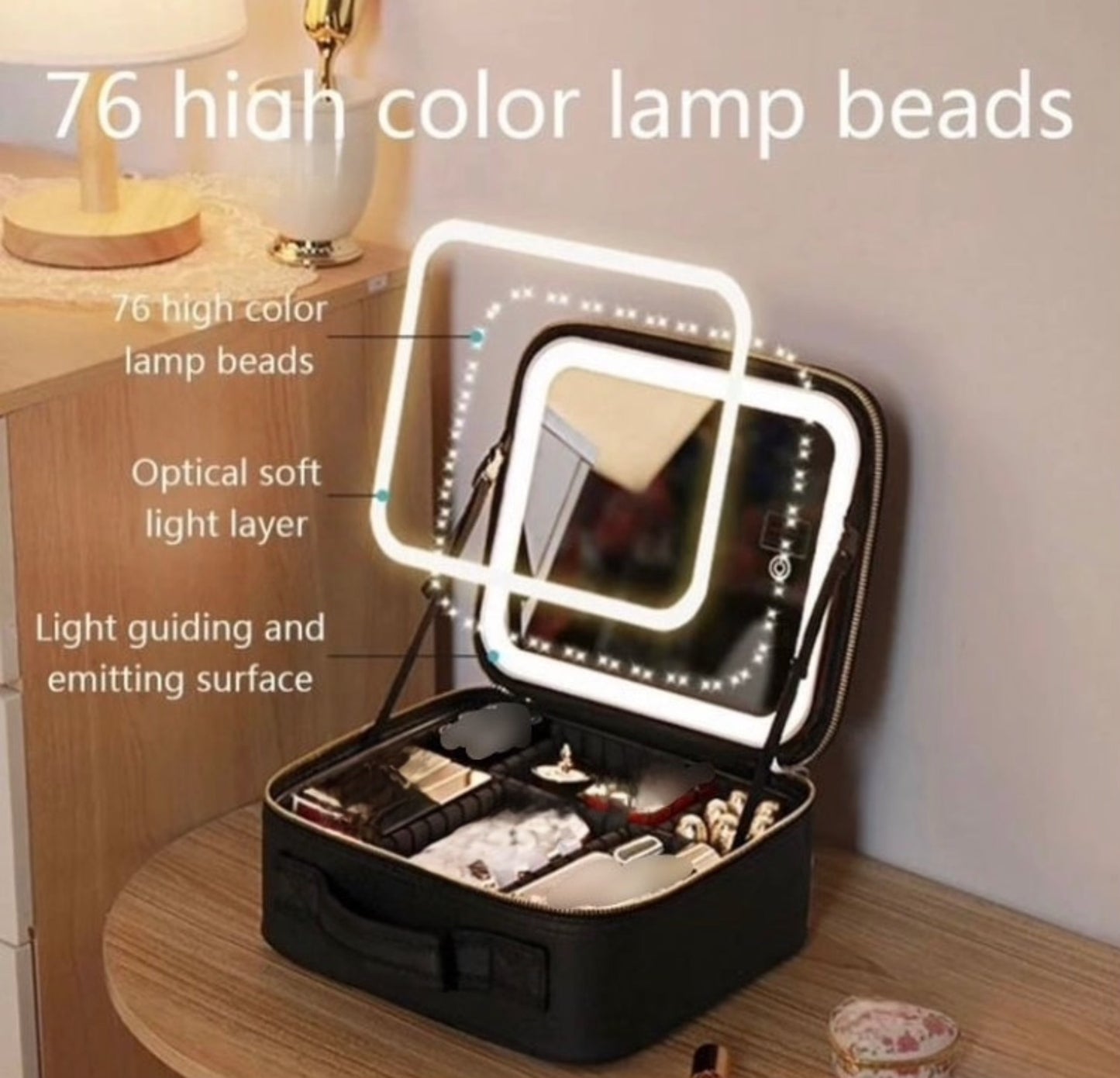 Led Vanity Bag with 3 Colours Touch Sensor and Mirror