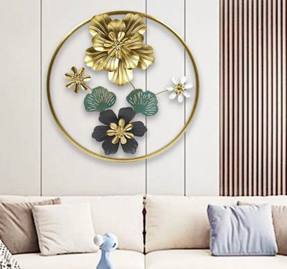 Golden Metal Round Wall Motif For Home Decoration