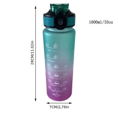 1000ml Straw Water Bottle with Motivational Quotes