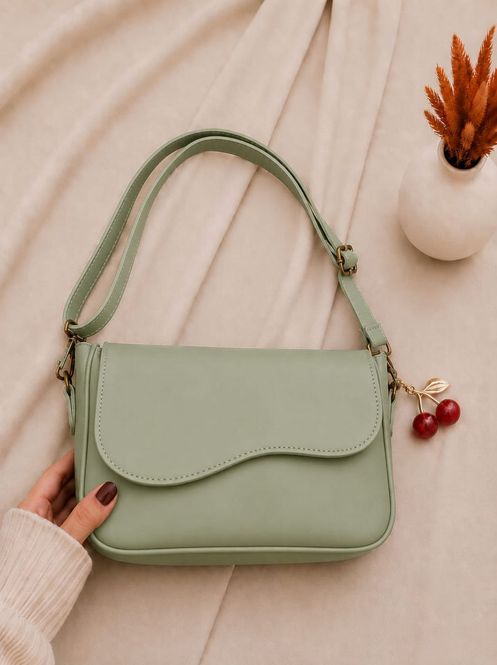 Girls Shoulder Bag with Cherry Keychain