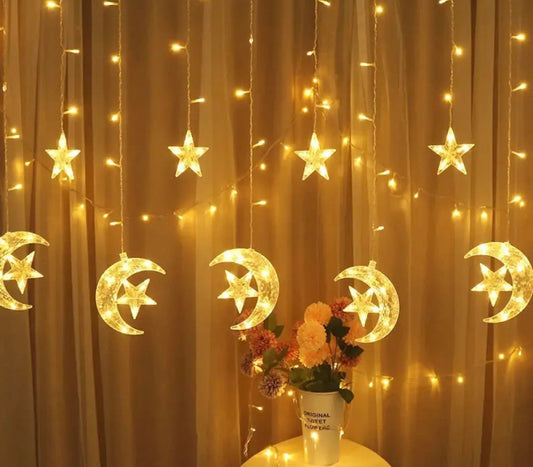 10 ft Moon and Stars Curtain Fairylights