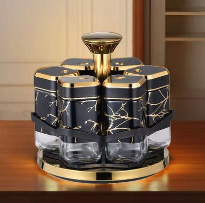 6 Pcs Rotating Spice Jars Organizer