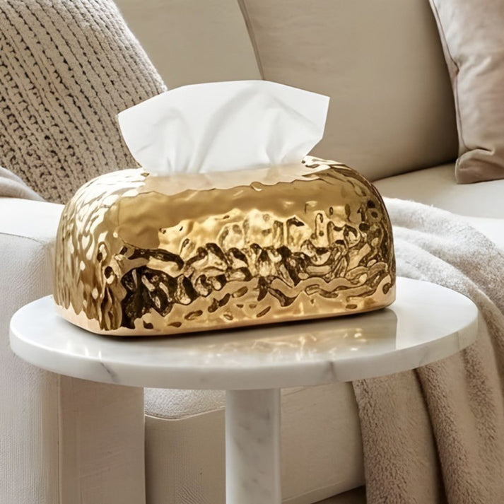 Golden Texture Design Tissue Box