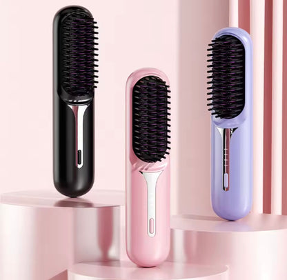 Rechargeable Wireless Hair Straightener Brush