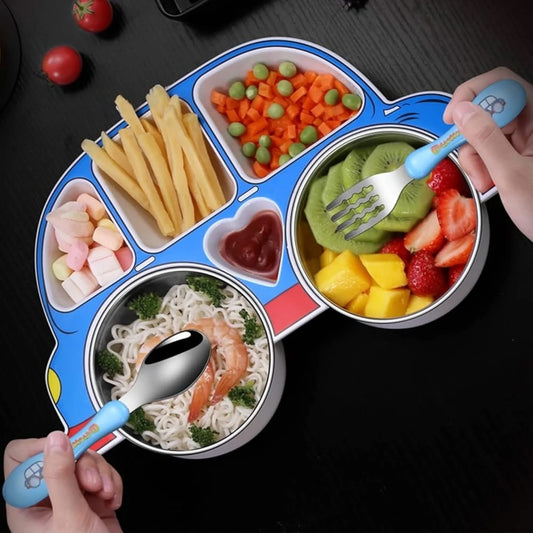 Kids Car Shape Steel Lunch Plate