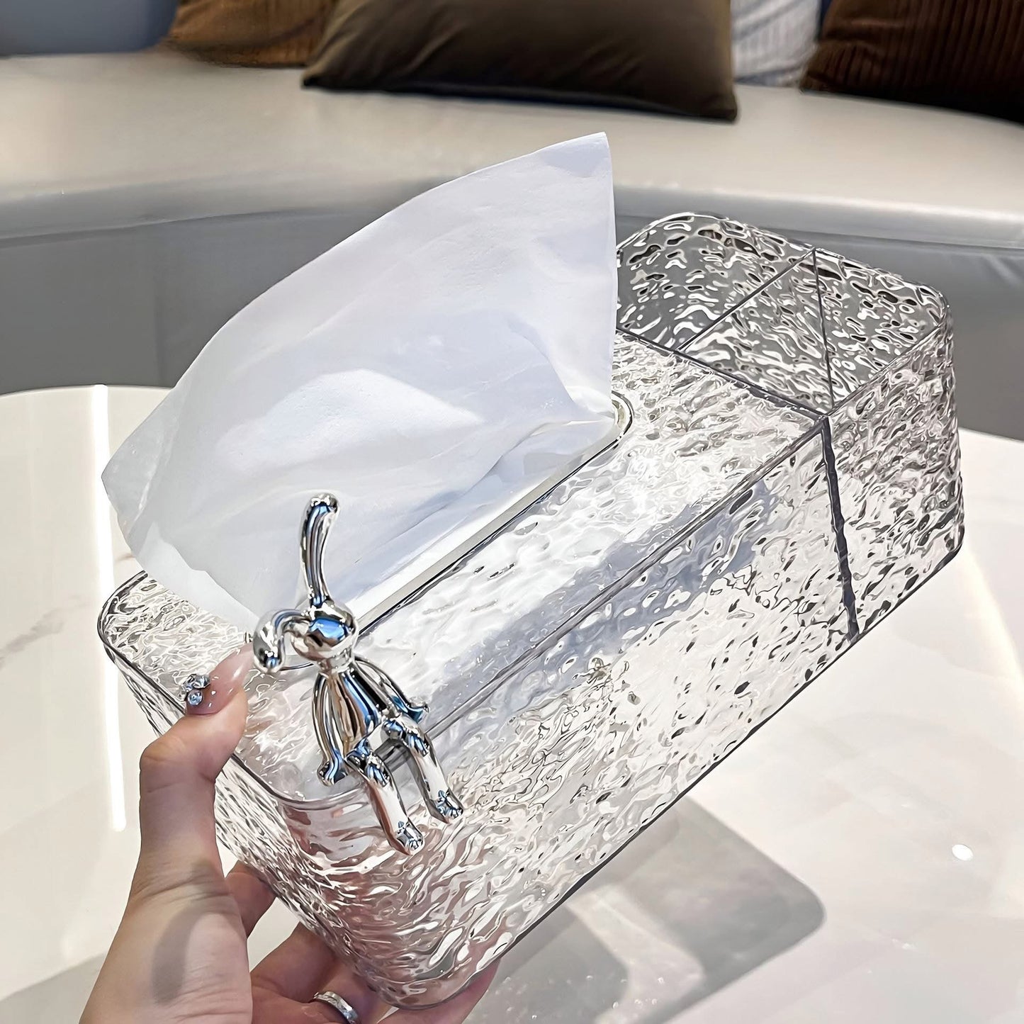 Glacier Tissue Box with Storage Holder