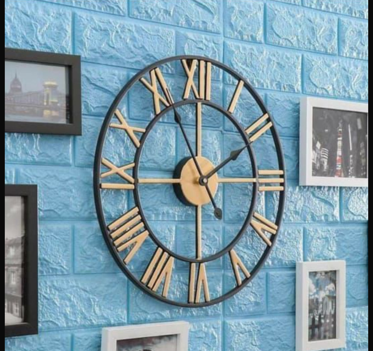 Metal Golden Wall Clock for Home Decoration