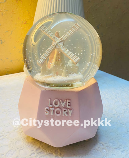 Crystal Ball Snow Globe with Music Box Glowing Light