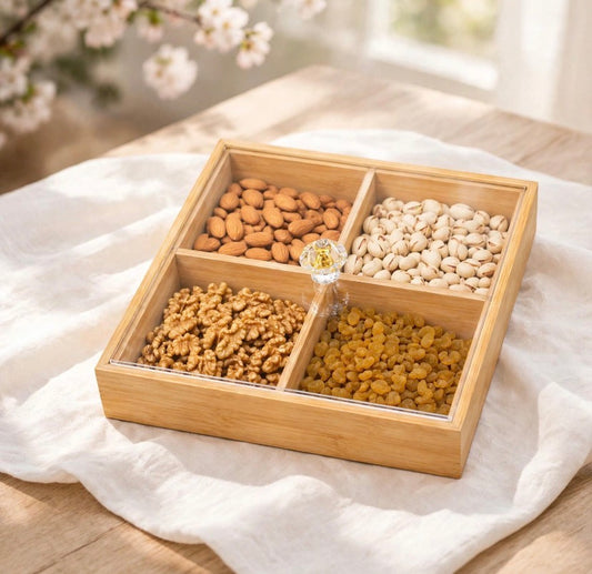 4 Portion Wooden Dry Fruit Box with Lid