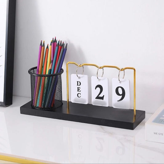 Metal Calender with Pen Holder