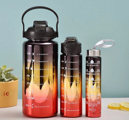 Multipurpose 3 Pcs Metallic Water Bottle set