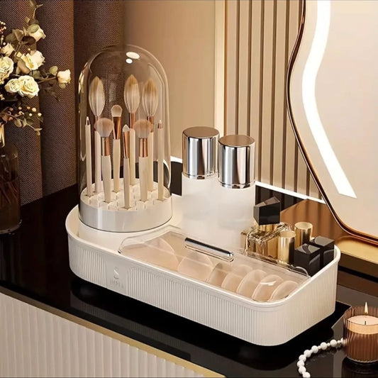 360 Rotating Makeup Organizer with Brush cleaner