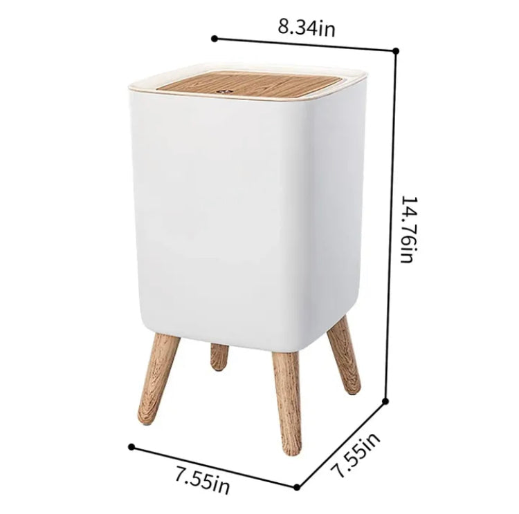 Wooden Plastic Square Dustbin with Lid